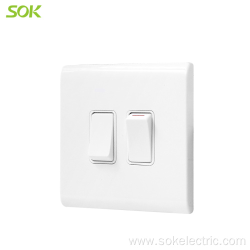 16AX250V 2Gang 1Way Light Switch White British switch